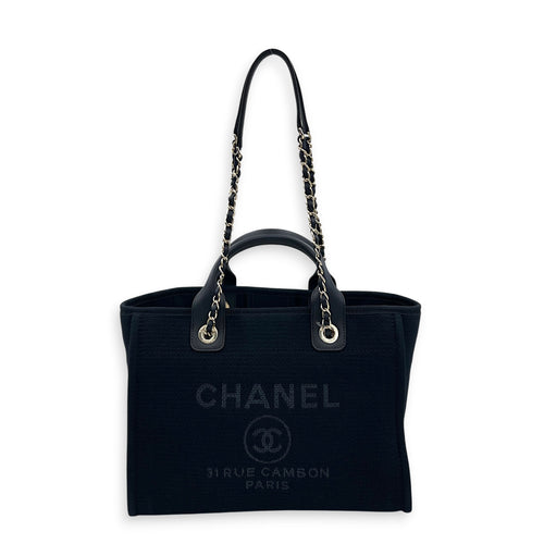 Deauville Small Blue Tote Bag in Canvas, Silver hardware