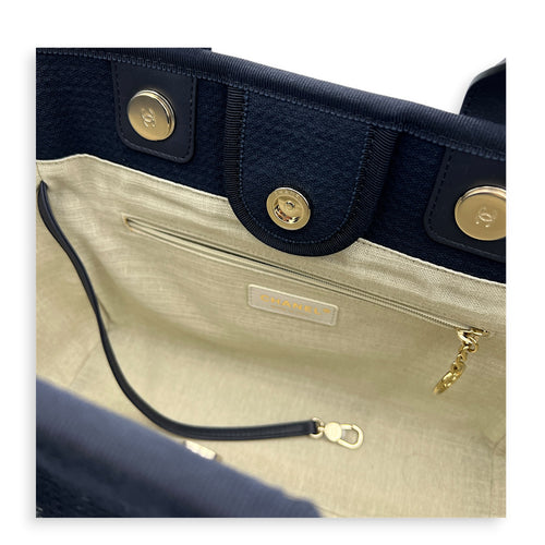 Deauville Small Blue Tote Bag in Canvas, Silver hardware
