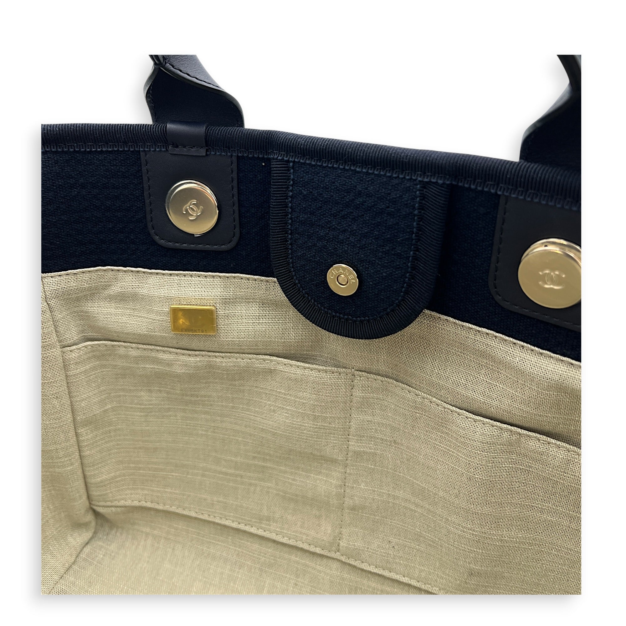 Deauville Small Blue Tote Bag in Canvas, Silver hardware