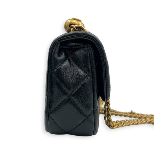 Sweetheart Crush Mini Black Shoulder Bag in Lambskin, Gold hardware
