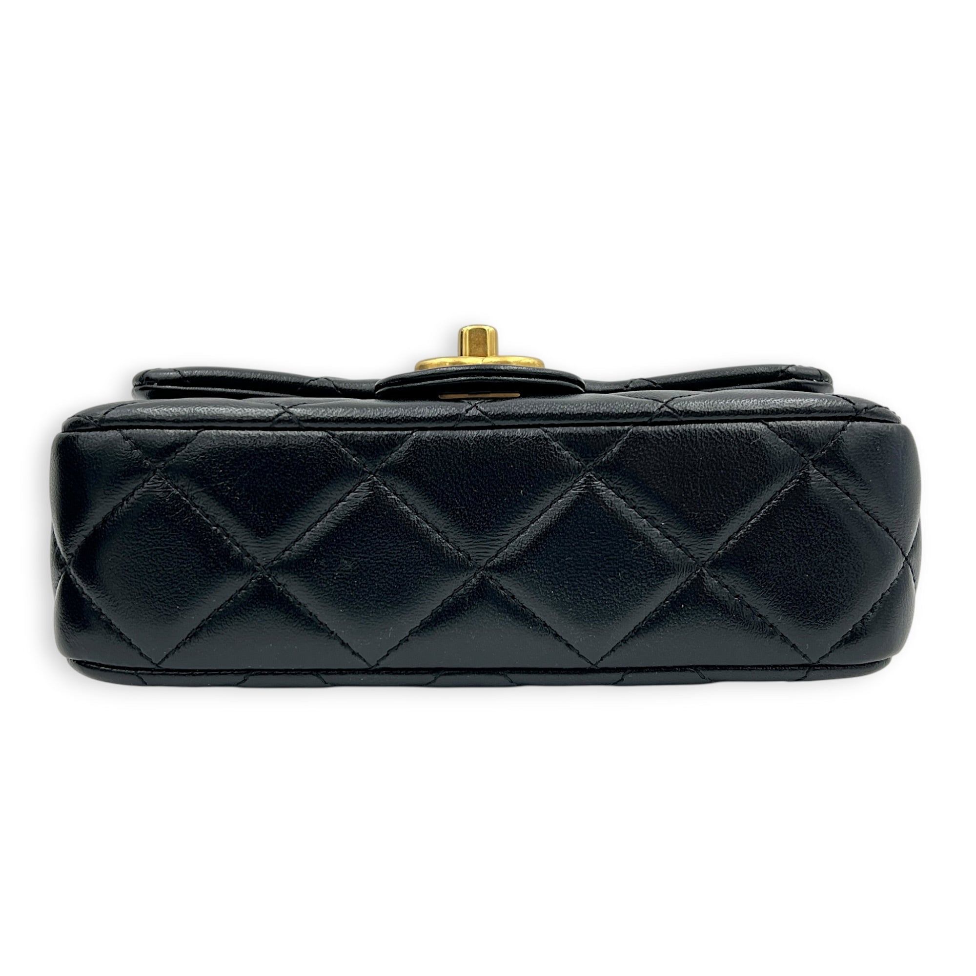 Sweetheart Crush Mini Black Shoulder Bag in Lambskin, Gold hardware