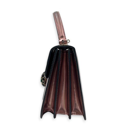 Serpenti Forever Top Handle Bag Metallic Pink in Patent Leather, Gold hardware