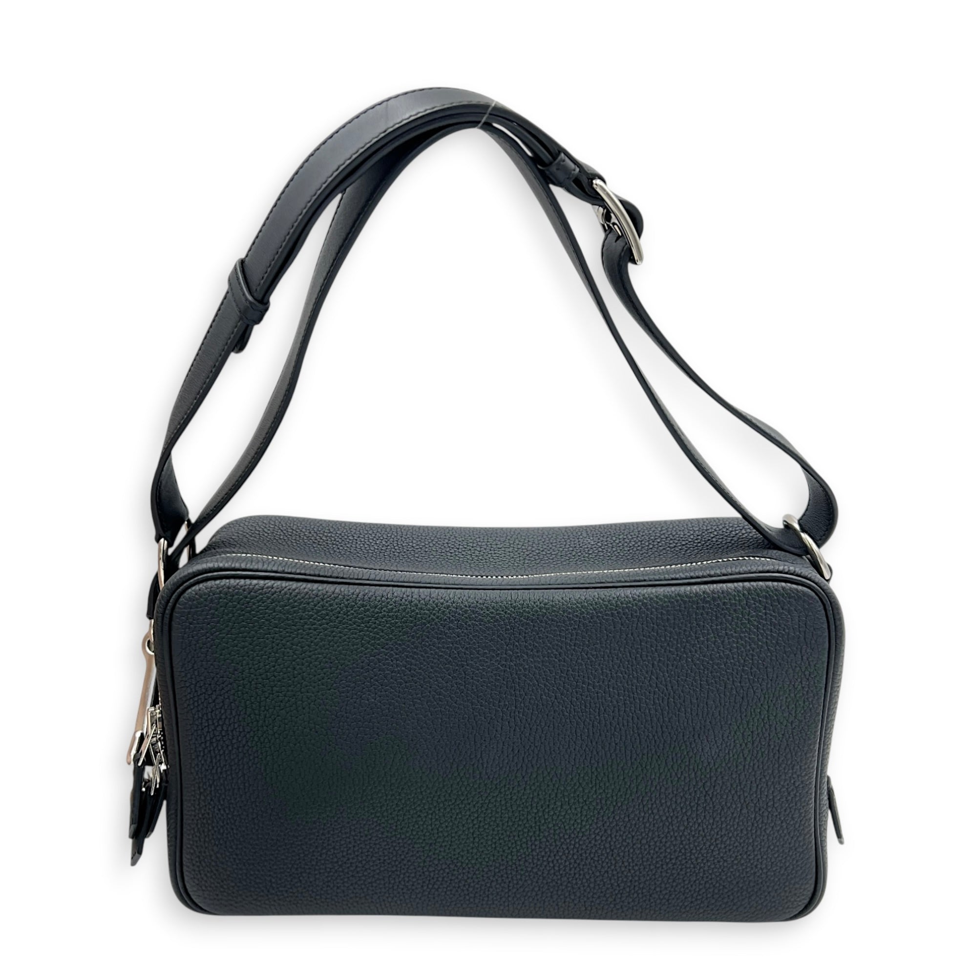 On Body Mousqueton Noir Crossbody Bag in Togo, Palladium hardware
