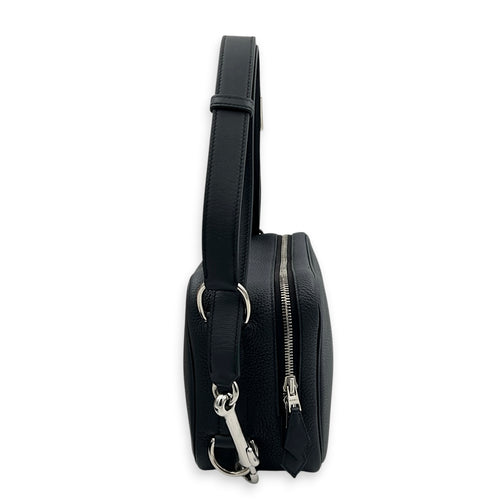 On Body Mousqueton Noir Crossbody Bag in Togo, Palladium hardware