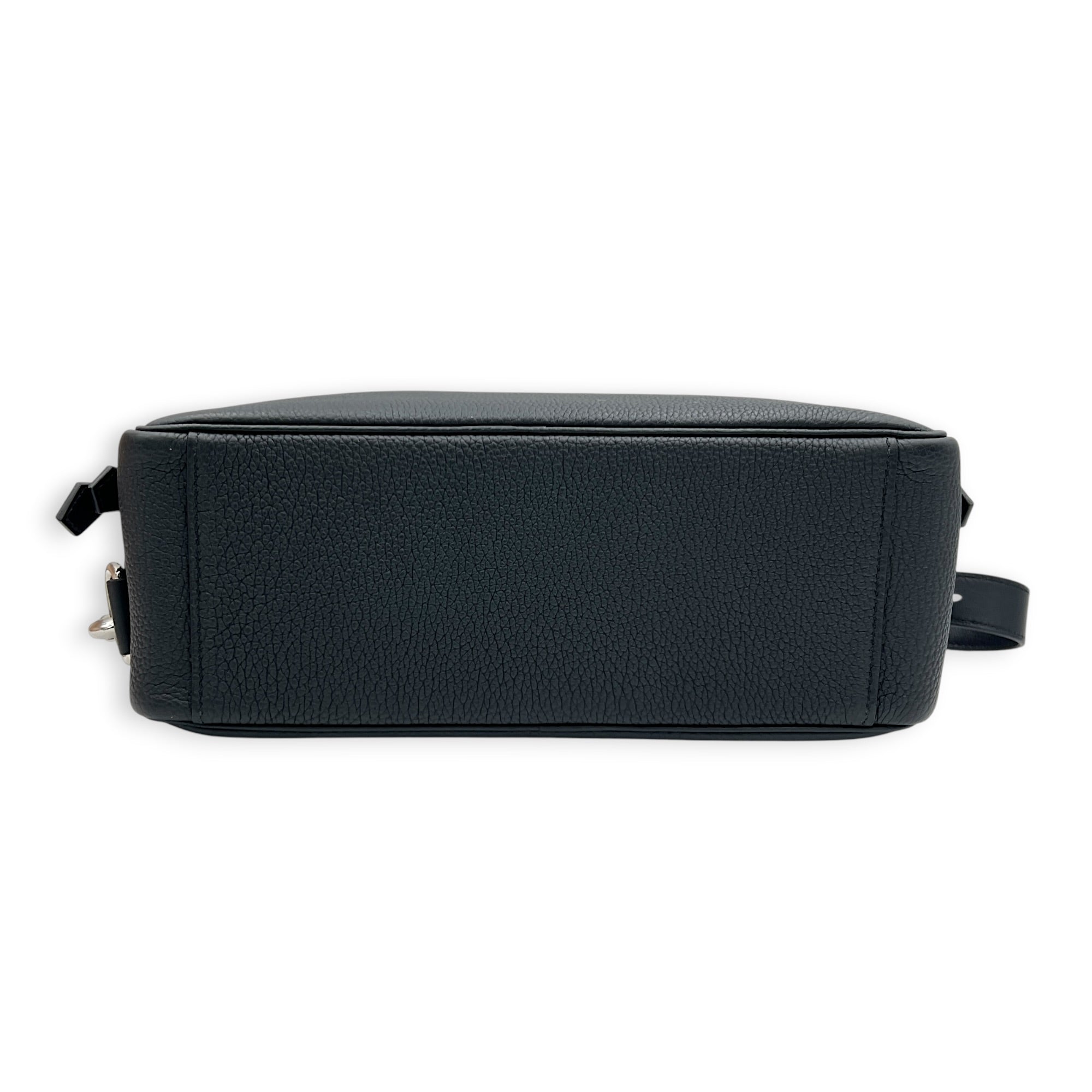 On Body Mousqueton Noir Crossbody Bag in Togo, Palladium hardware