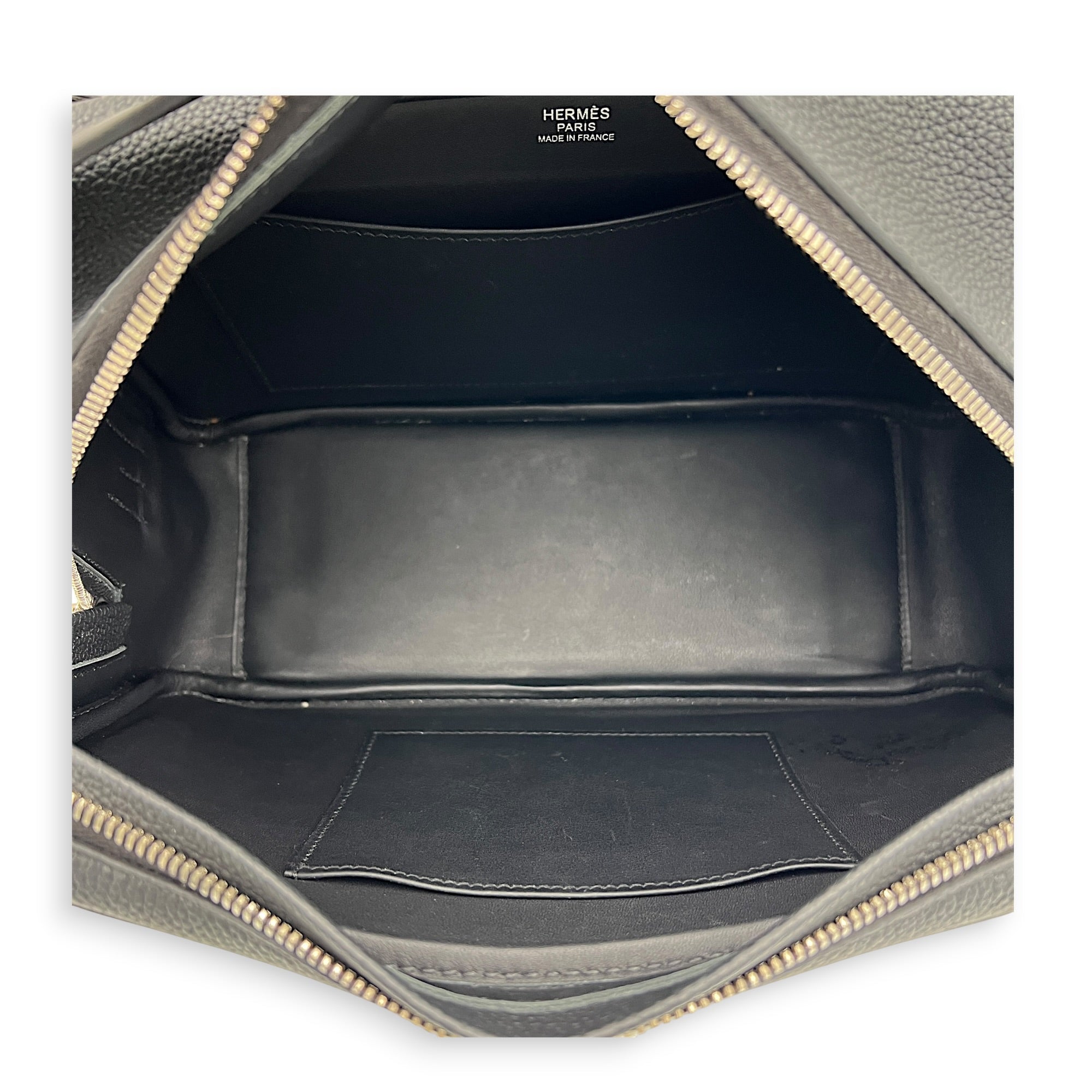 On Body Mousqueton Noir Crossbody Bag in Togo, Palladium hardware