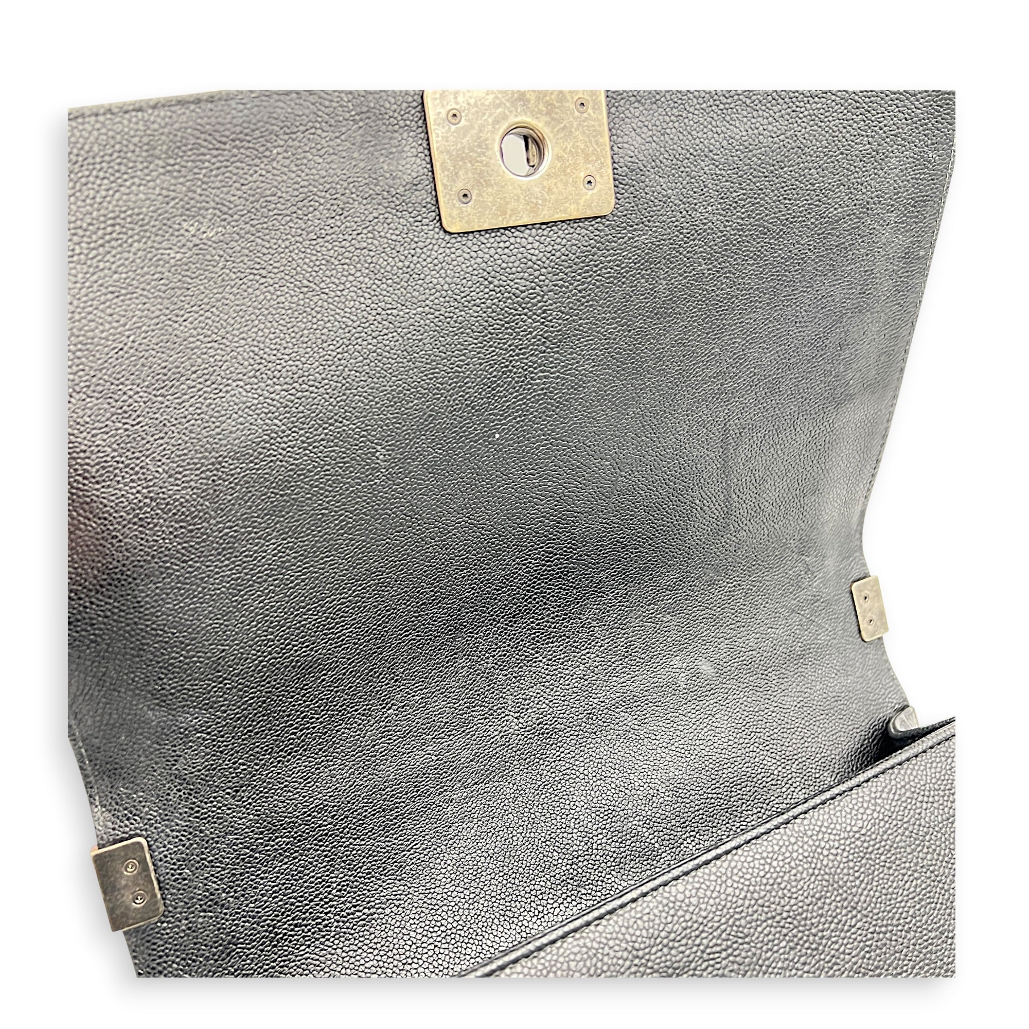Boy Shoulder Bag Medium Black in Caviar Leather, Ruthenium hardware