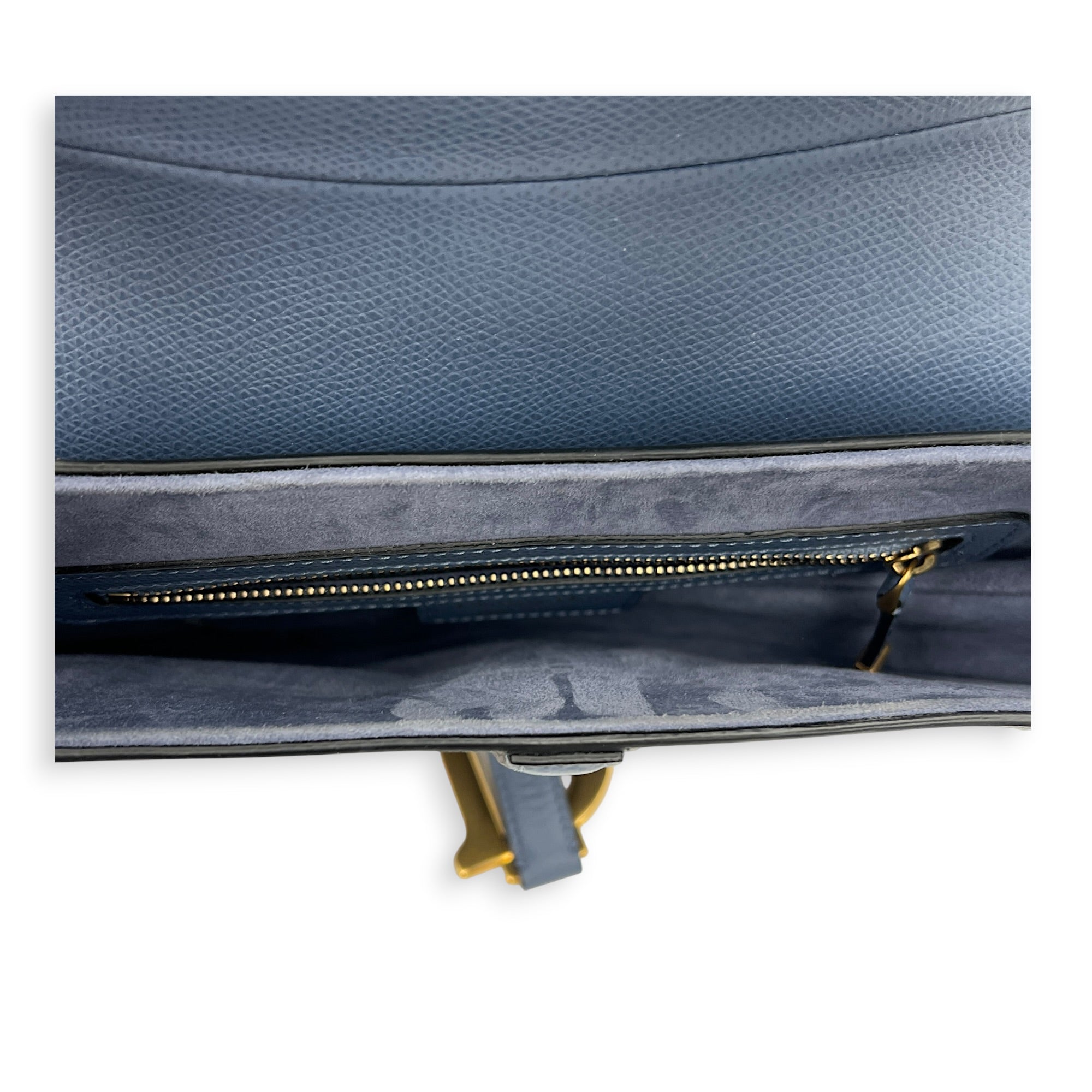 Saddle Steel Blue Shoulder Bag in Calfskin, Gold hardware