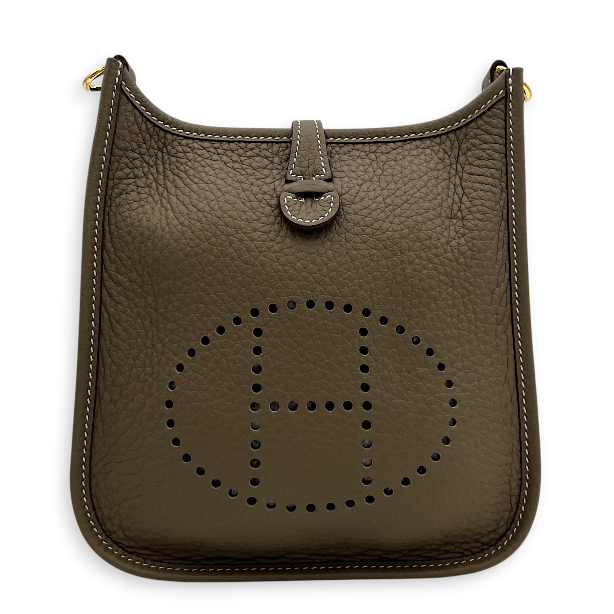 Evelyne Mini Etoupe Crossbody Bag in Clemence, Gold hardware