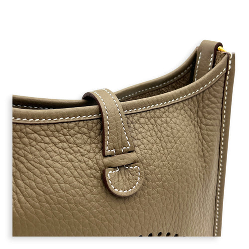 Evelyne Mini Etoupe Crossbody Bag in Clemence, Gold hardware