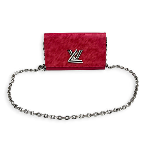 Twist Wallet Fuchsia in Epi Leather, Silver hardware