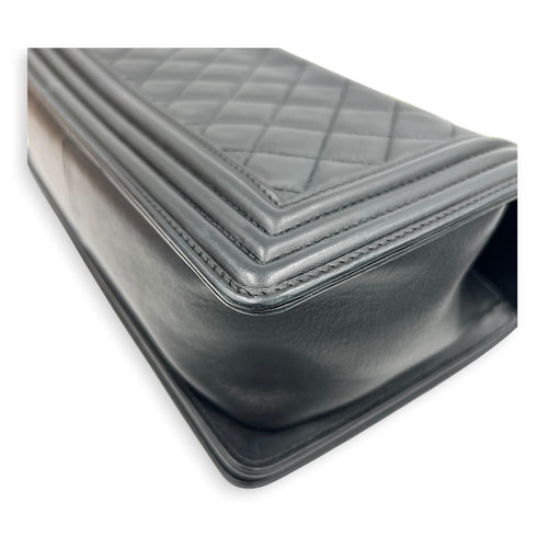 Boy Shoulder Bag Medium Black in Lambskin, Ruthenium hardware