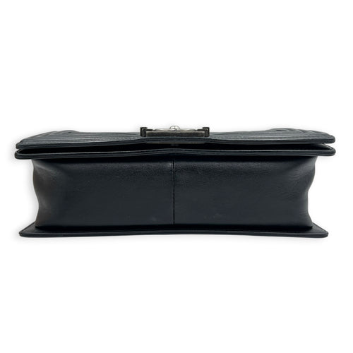 Boy Shoulder Bag Medium Black in Lambskin, Ruthenium hardware