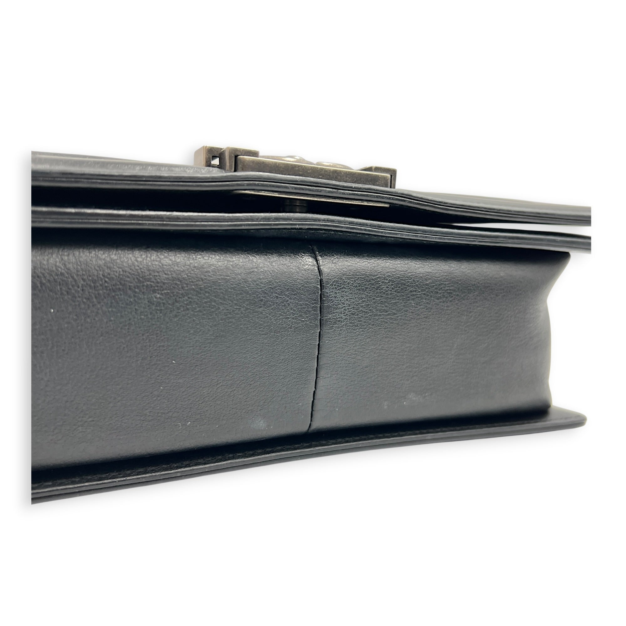 Boy Shoulder Bag Medium Black in Lambskin, Ruthenium hardware