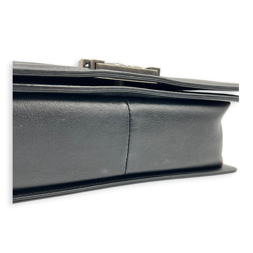 Boy Shoulder Bag Medium Black in Lambskin, Ruthenium hardware