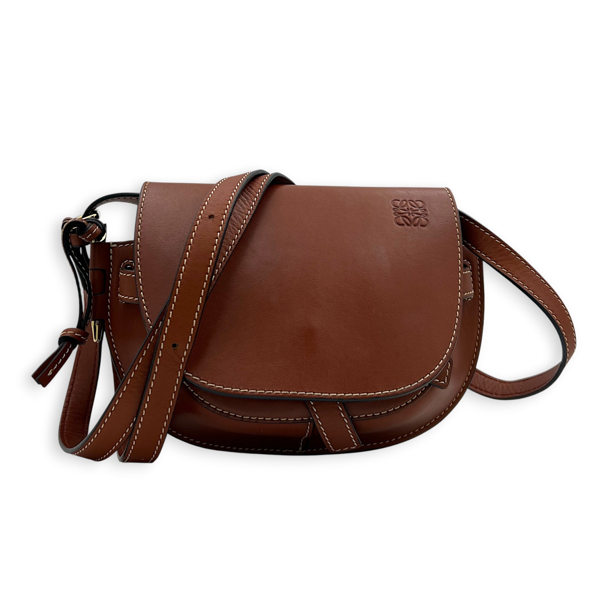 Gate Crossbody Bag Brown in Calfskin