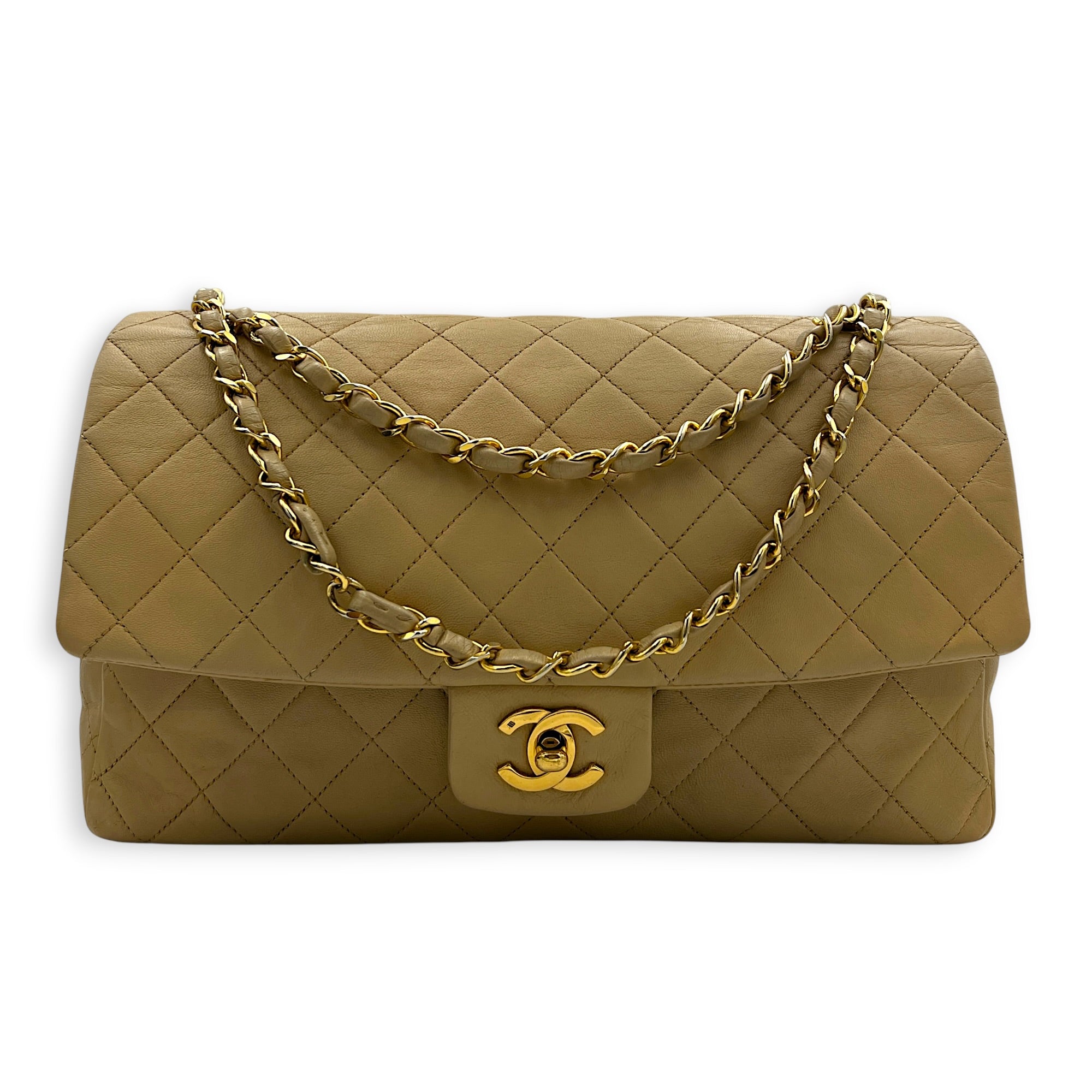 CC Shoulder Bag Beige (Recolored) in Lambskin, Gold hardware