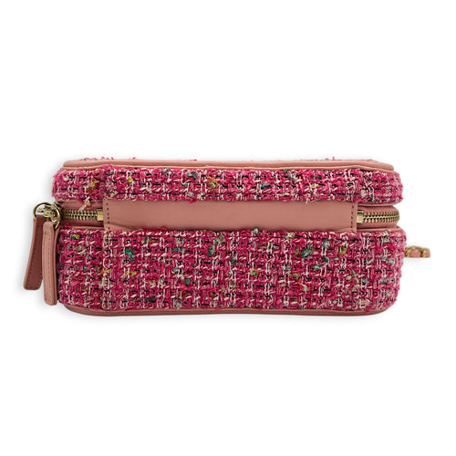 CC Filigree Top Handle Bag Pink in Tweed, Gold hardware