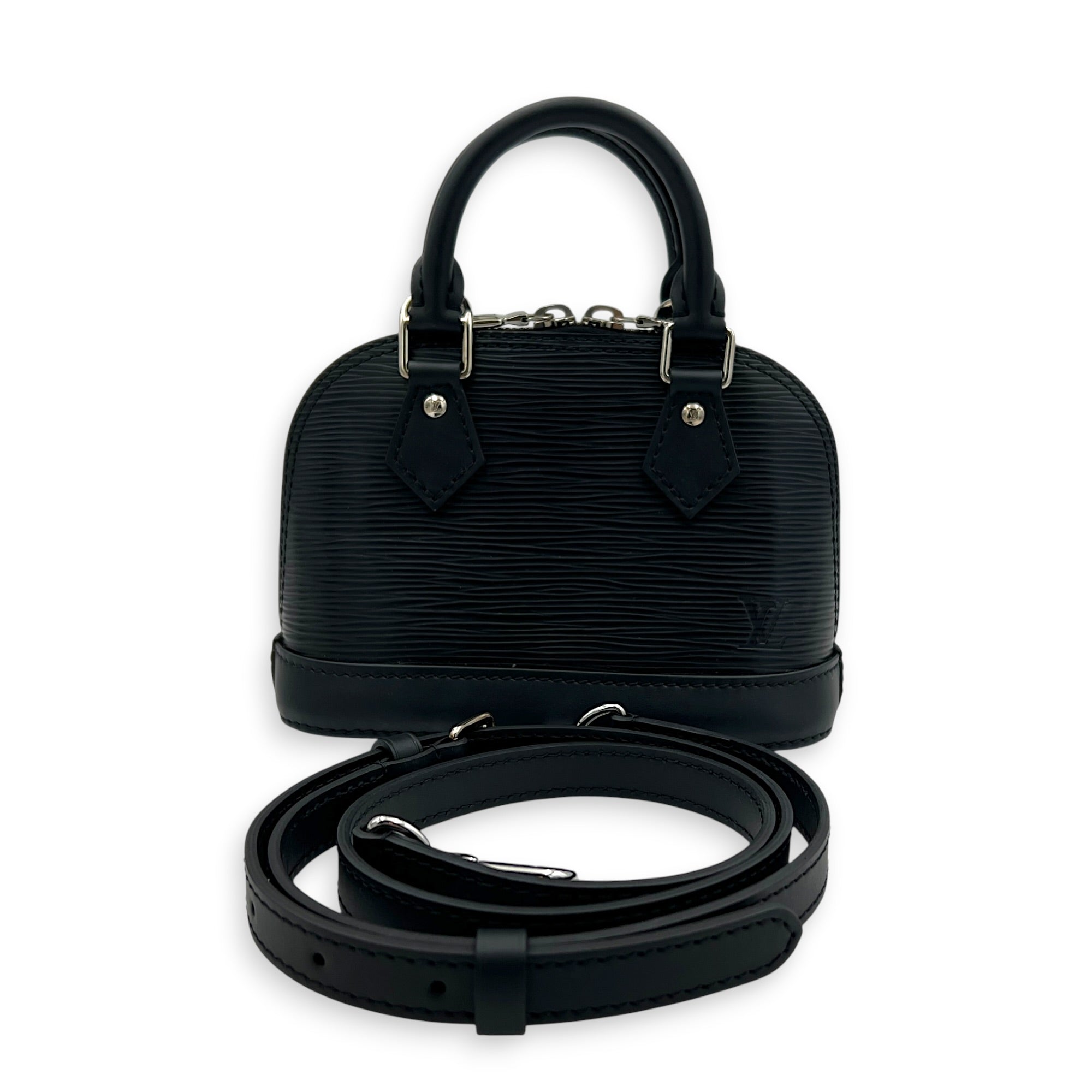Alma Top Handle Bag Nano  Black in Epi Leather, Silver hardware
