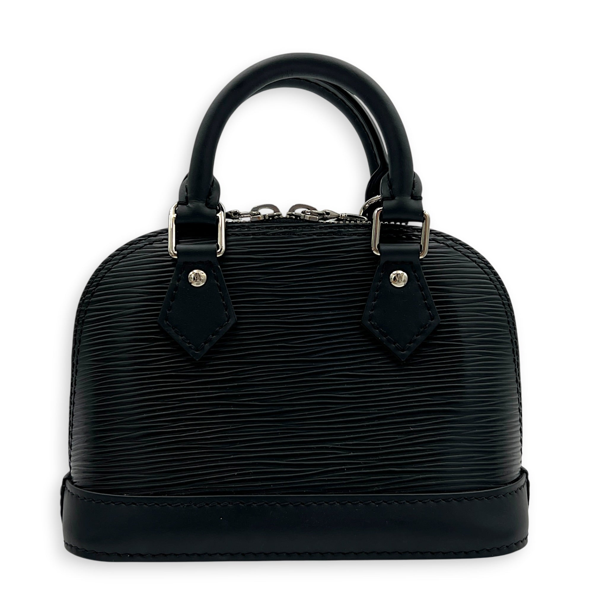 Alma Top Handle Bag Nano  Black in Epi Leather, Silver hardware