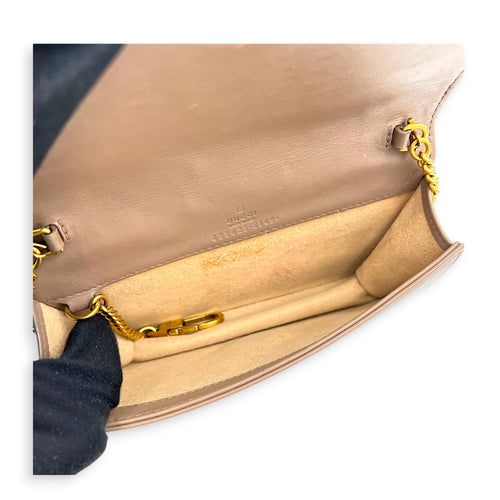 GG Marmont Wallet On Chain Pink in Calfskin, Gold hardware