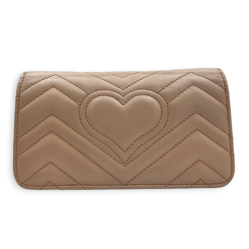 GG Marmont Wallet On Chain Pink in Calfskin, Gold hardware
