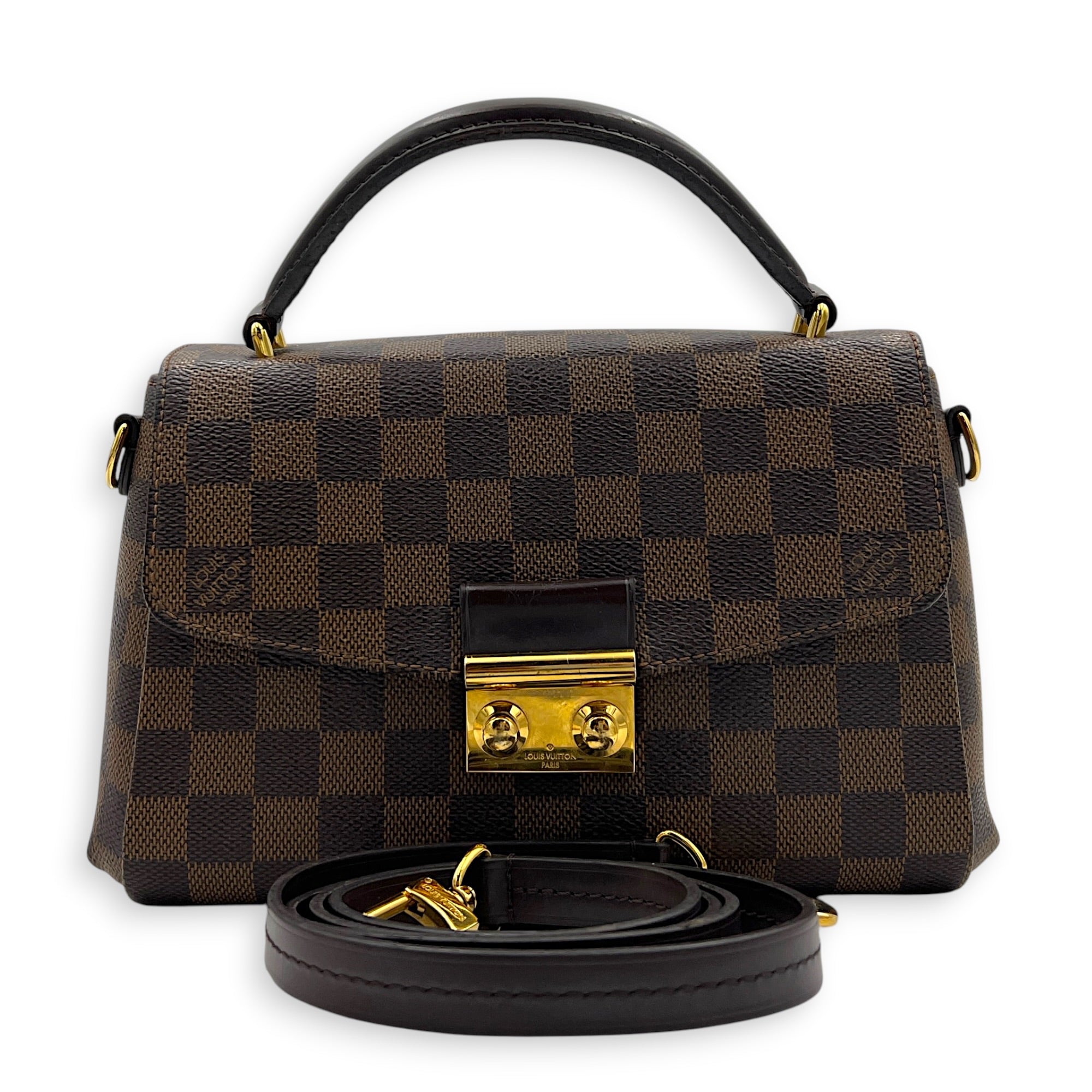 Croisette Shoulder Bag Ebene in Coated Canvas, Gold hardware