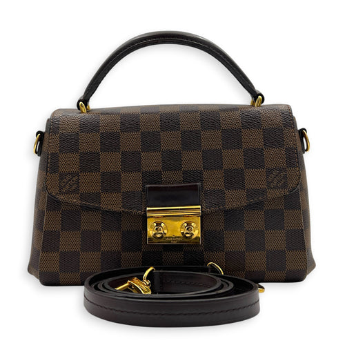 Croisette Shoulder Bag Ebene in Coated Canvas, Gold hardware