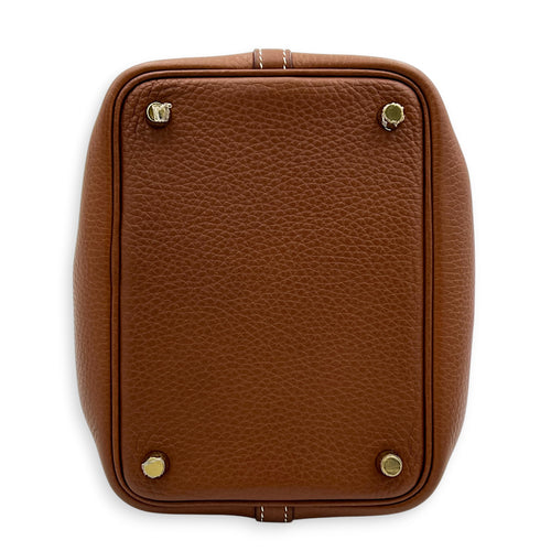 Picotin 18 Gold Top Handle Bag in Clemence, Gold hardware