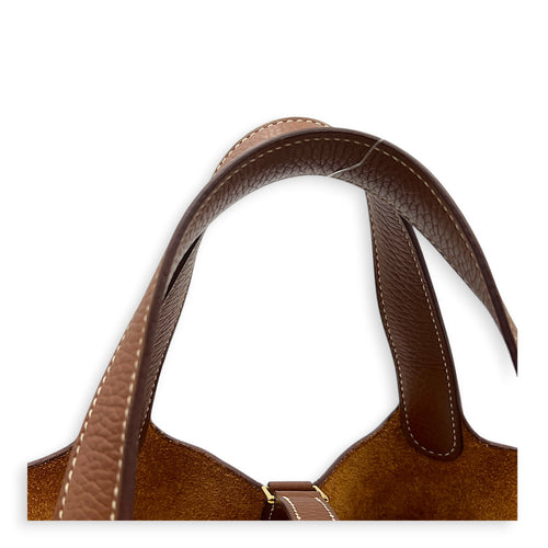 Picotin 18 Gold Top Handle Bag in Clemence, Gold hardware