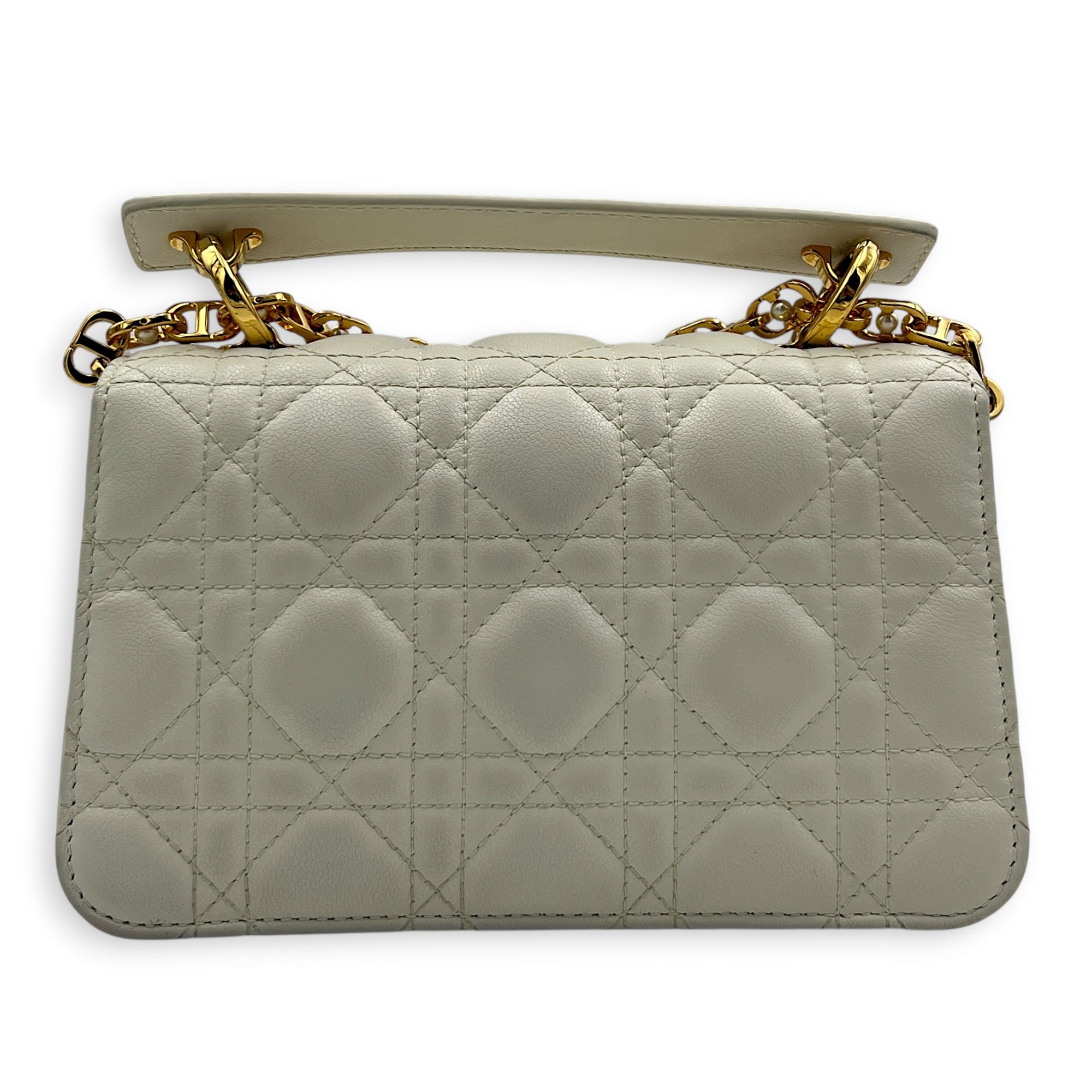 Jolie Mini White Shoulder Bag in Calfskin, Gold hardware