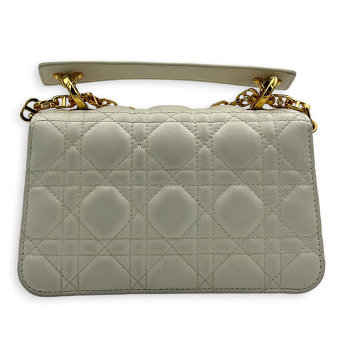 Jolie Mini White Shoulder Bag in Calfskin, Gold hardware