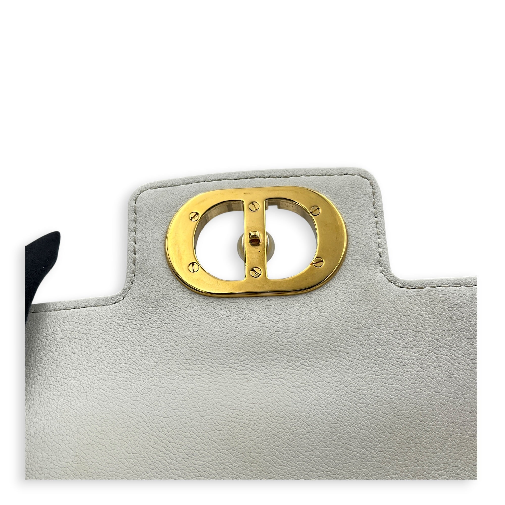 Jolie Mini White Shoulder Bag in Calfskin, Gold hardware