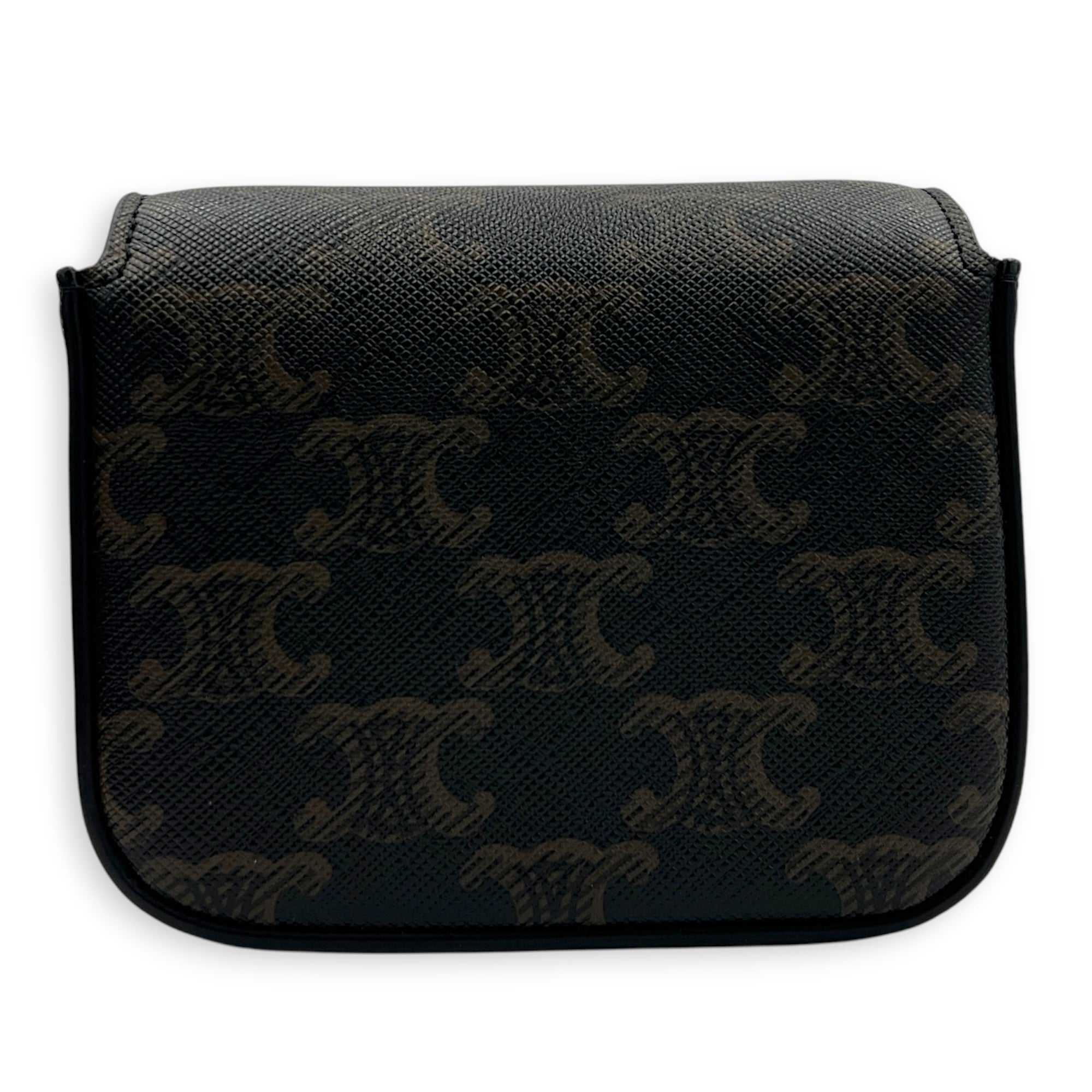 Triomphe Crossbody Bag Small Brown in Coated Canvas, Gold hardware