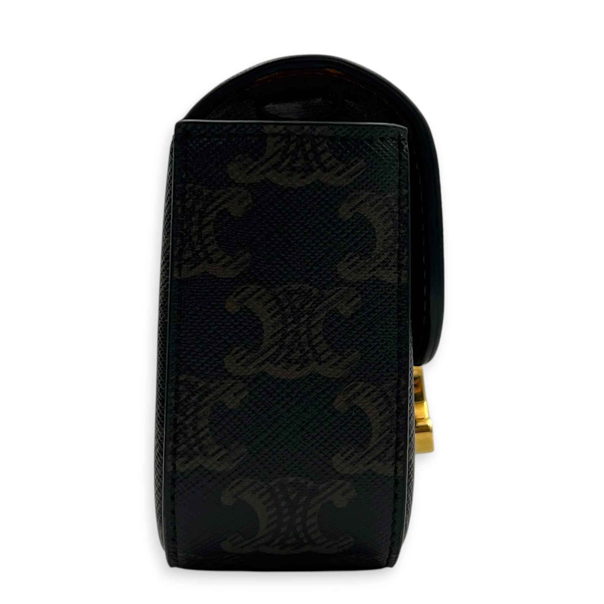 Triomphe Crossbody Bag Small Brown in Coated Canvas, Gold hardware