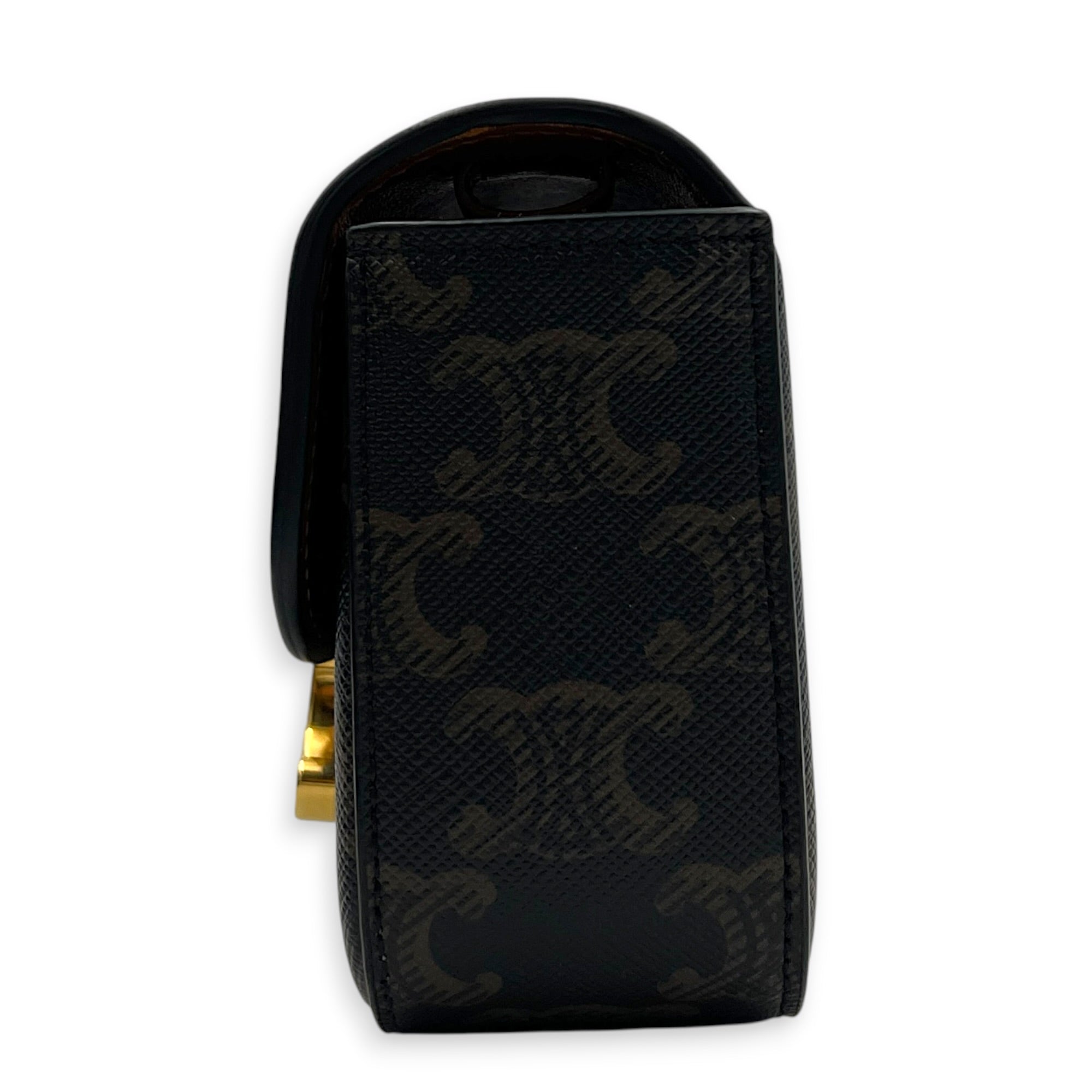 Triomphe Crossbody Bag Small Brown in Coated Canvas, Gold hardware