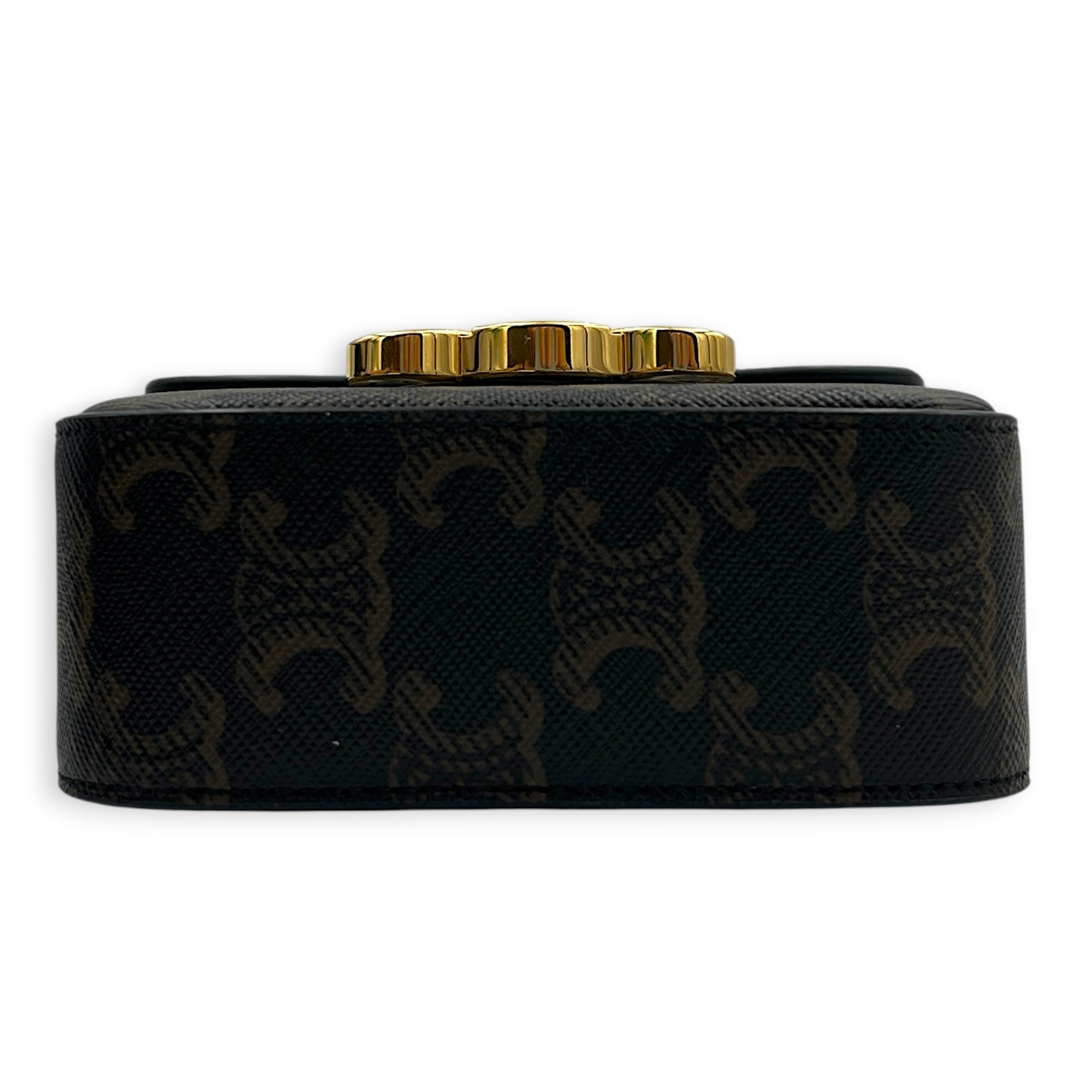 Triomphe Crossbody Bag Small Brown in Coated Canvas, Gold hardware