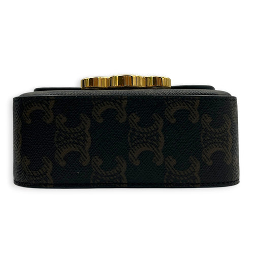 Triomphe Crossbody Bag Small Brown in Coated Canvas, Gold hardware