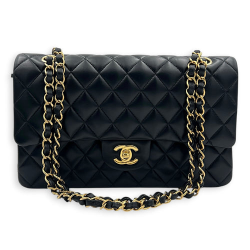 Classic Double Flap Shoulder Bag Medium Black in Lambskin, Gold hardware