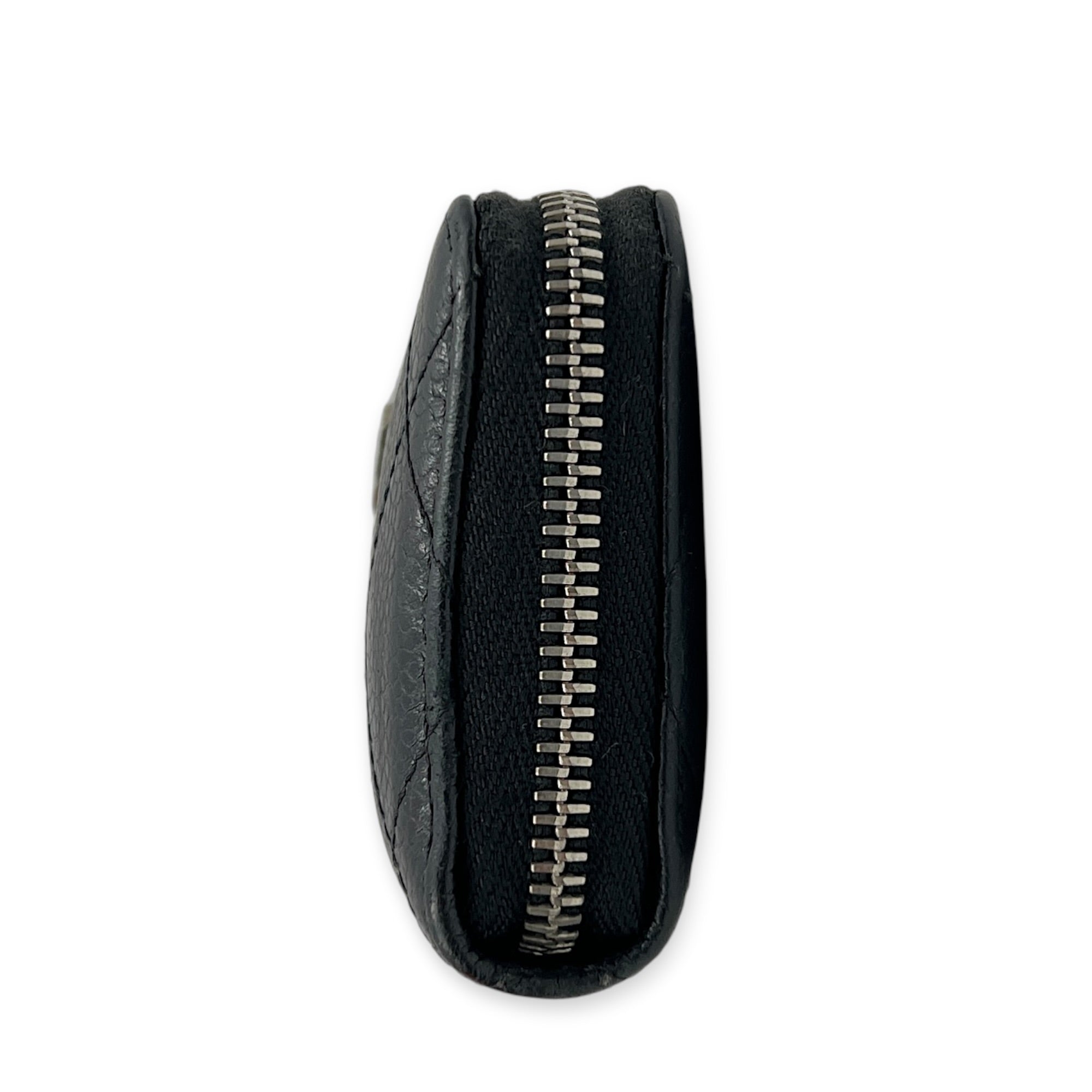 Classic Coin Purse Black in Caviar Leather, Silver hardware