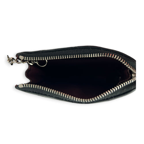 Classic Coin Purse Black in Caviar Leather, Silver hardware