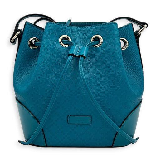 Diamente Bucket Bag Turquoise in Coated Canvas, Gold hardware