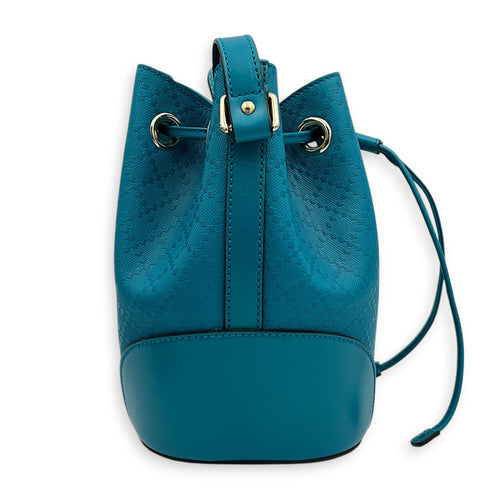 Diamente Bucket Bag Turquoise in Coated Canvas, Gold hardware