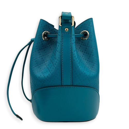 Diamente Bucket Bag Turquoise in Coated Canvas, Gold hardware