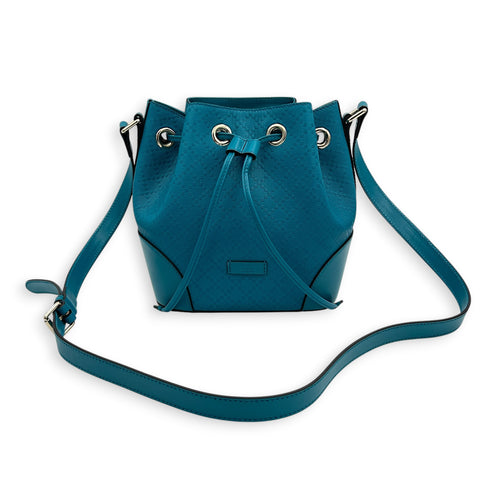 Diamente Bucket Bag Turquoise in Coated Canvas, Gold hardware
