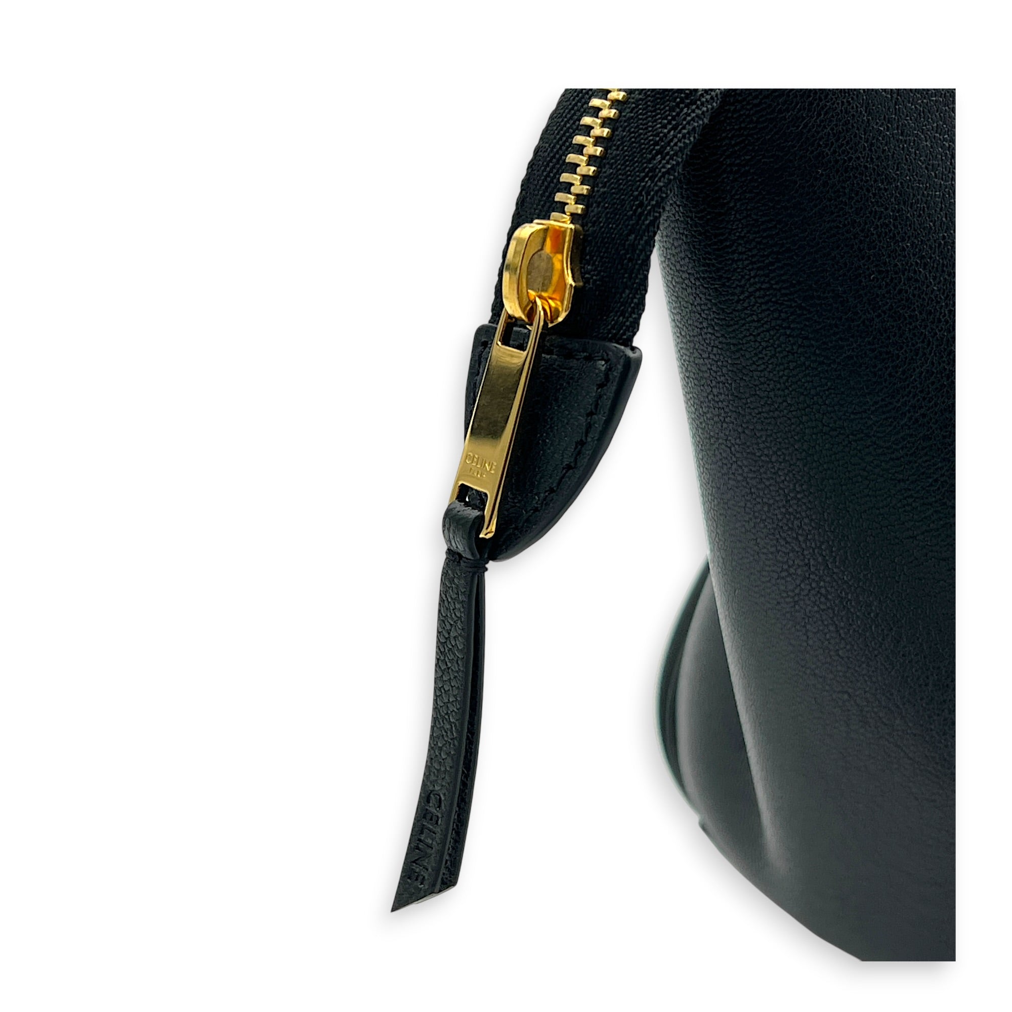Little Luggage Black Top Handle Bag in Shiny Lambskin, Gold hardware