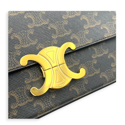 Triomphe Crossbody Bag Medium Tan in Coated Canvas, Gold hardware