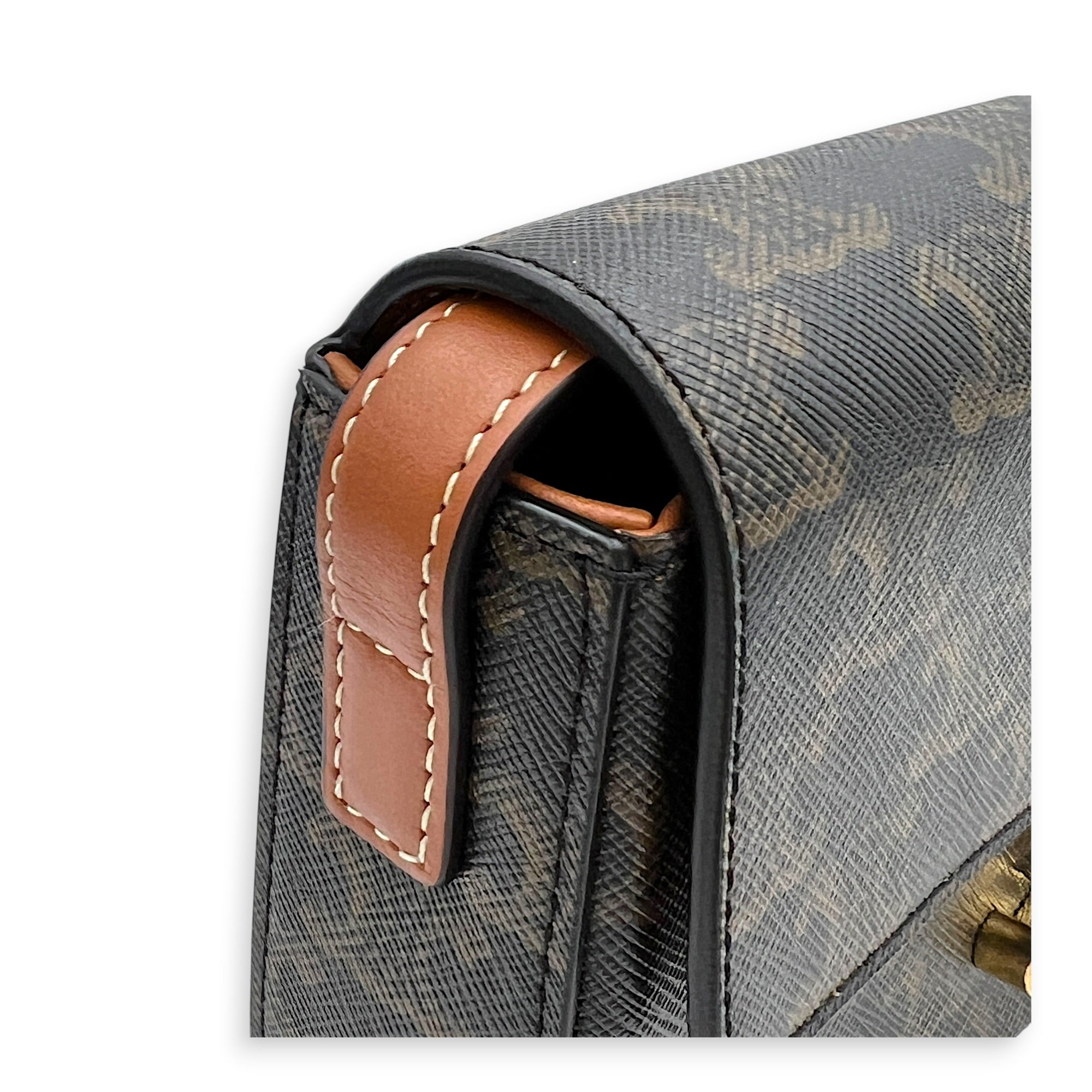 Triomphe Crossbody Bag Medium Tan in Coated Canvas, Gold hardware