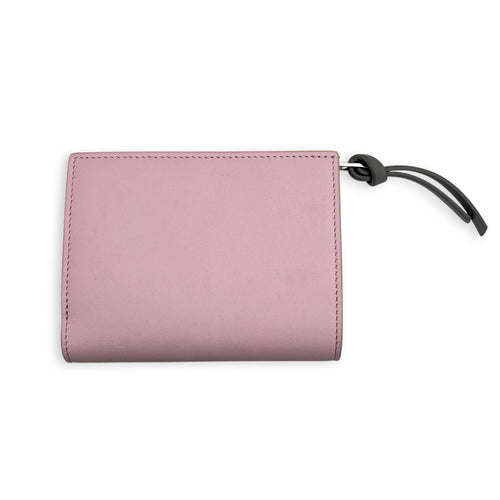 x Suna Fujita Trifold Compact Pink Wallet in Calfskin, Silver hardware