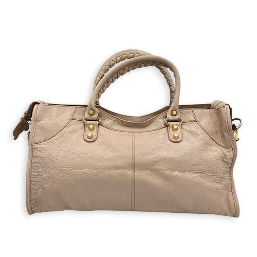 City Medium Pink Top Handle Bag in Lambskin, Gold hardware